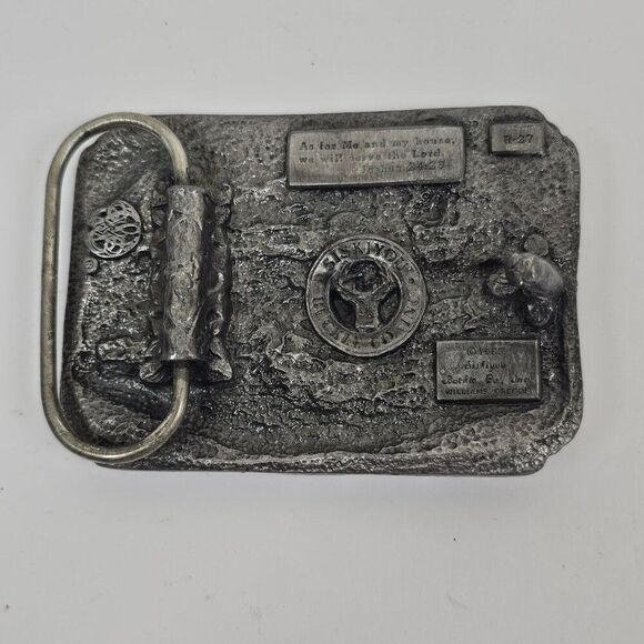 Siskiyou Belt Buckle Religious Enamel Wilderness Outdoor Scene 80s Pewter Vtg - Picture 4 of 11